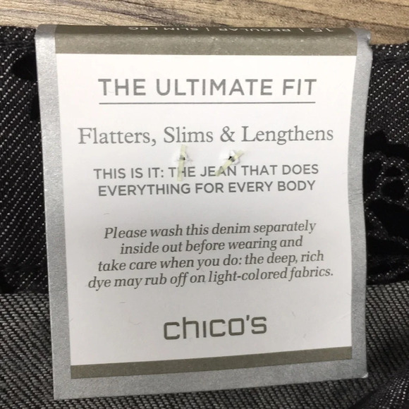 Chico's Denim Velvet Floral Ultimate Fit Jeans Women’s 1.5 8 Goth Whimsigoth - Picture 12 of 13